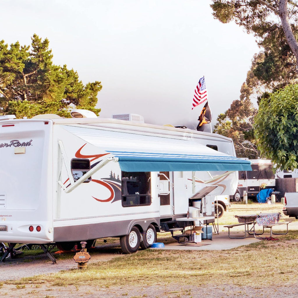 White Motorized Retractable RV Awning 10x8 Ft Q476238
