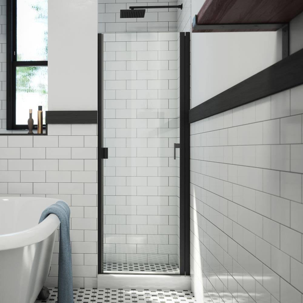 Matte Black Clear Semi-Frameless Hinged Shower Door G582