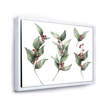 Christmas Set with Branches and Red Berries Painting on Canvas A60535