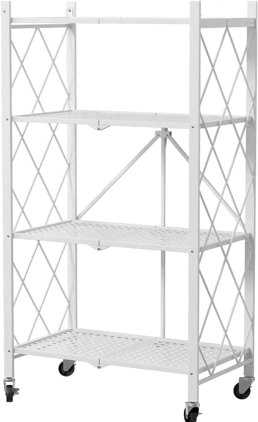 3-Shelf Foldable Metal Storage Shelves with Caster Wheels K428
