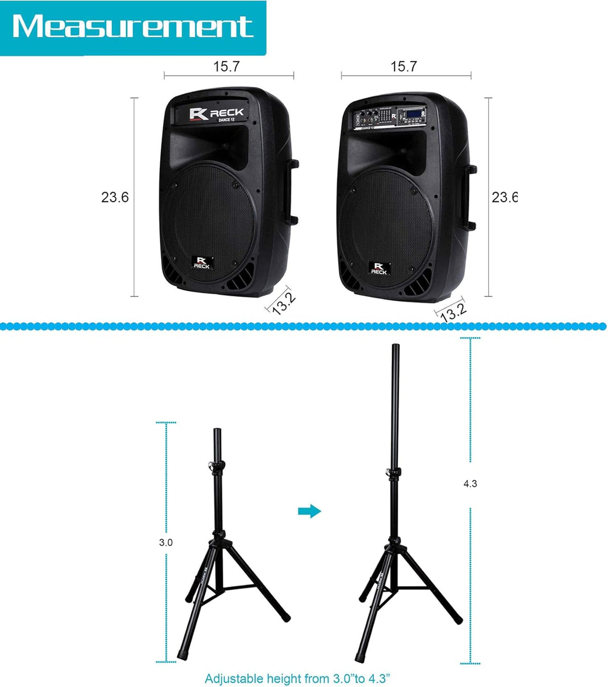 Portable 12-Inch 1000 Watts 2-Way Powered PA Speaker System Combo Set Y15613