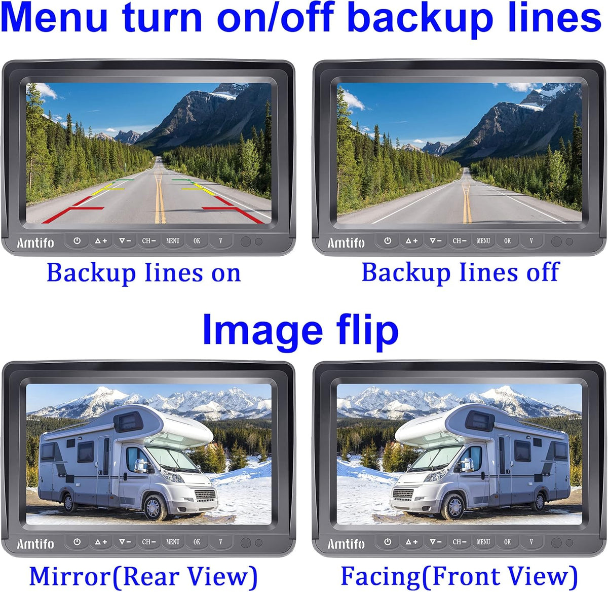 Wireless Backup Camera HD 1080P 2 Rear View Cameras 7 Inch DVR Monitor System C65685