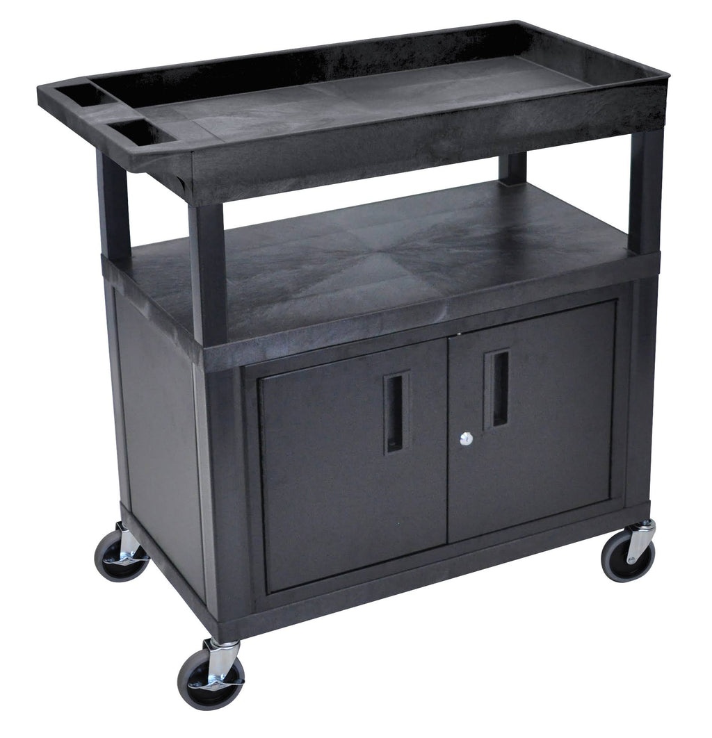 Black Two Flat One Tub Shelves Utility Cart D23935