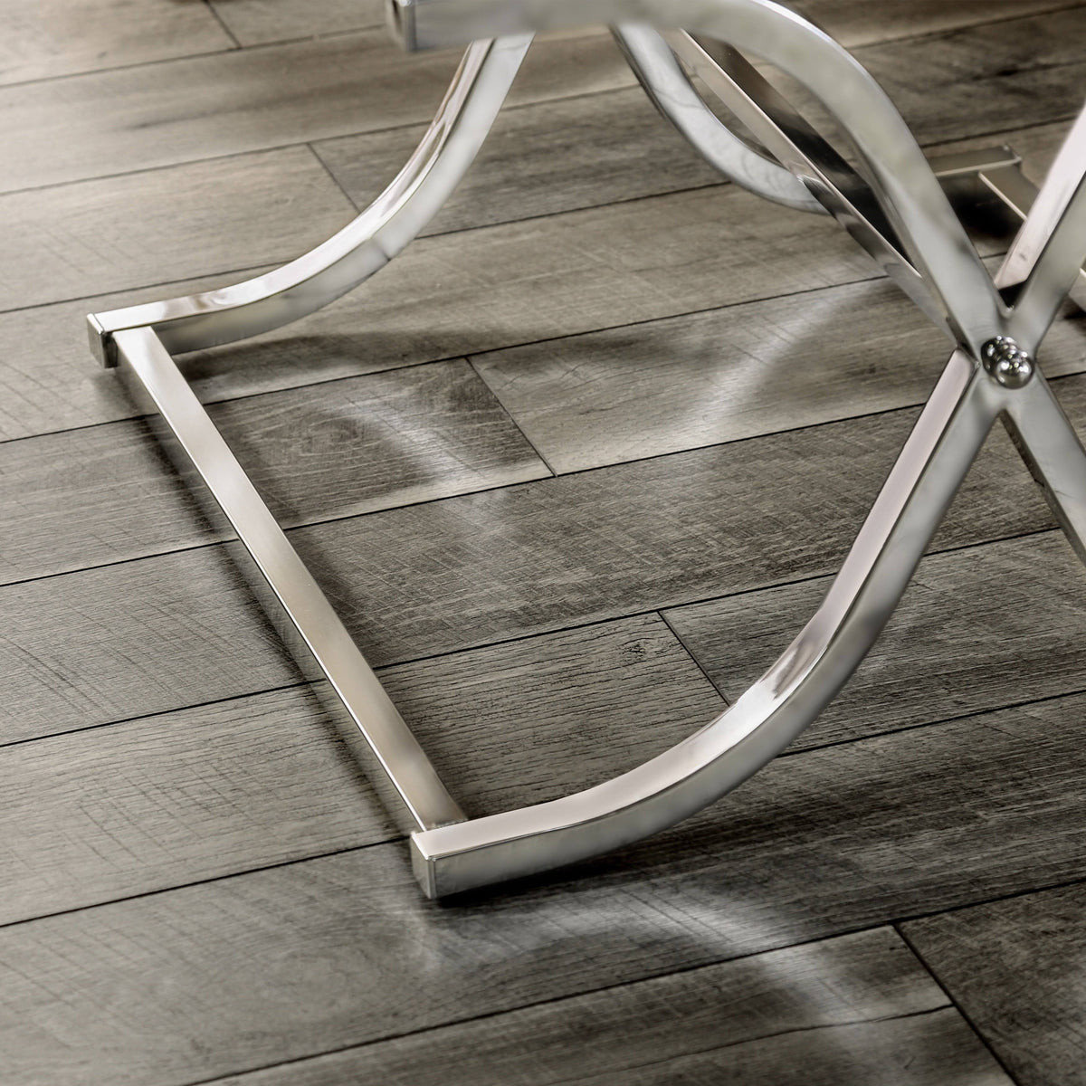 Contemporary Chrome Metal Square End Table D346