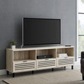 Modern Wood TV Stand with Slat Doors, 58 Inch, Dark Walnut F82504