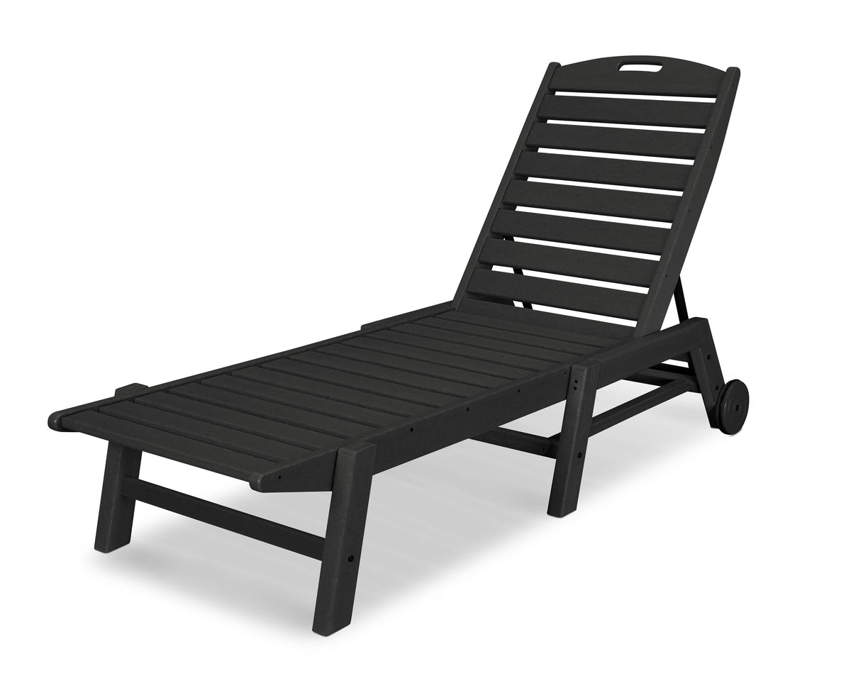 Black Stackable Wheeled Chaise W818052