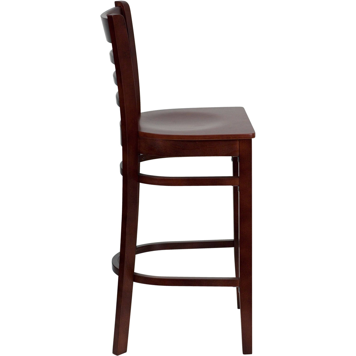 2 Pack Vertical Slat Back Wooden Barstool Black Vinyl Seat V608994