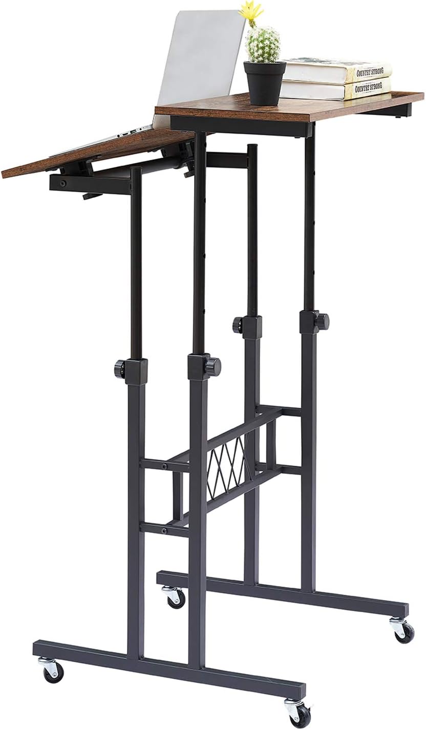 Black Wood Grain Adjustable Height Standing Desk V146639