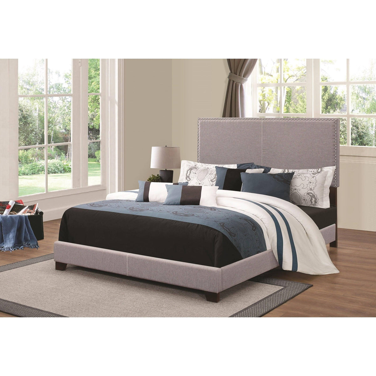 Twin Upholstered Bed in Grey V135
