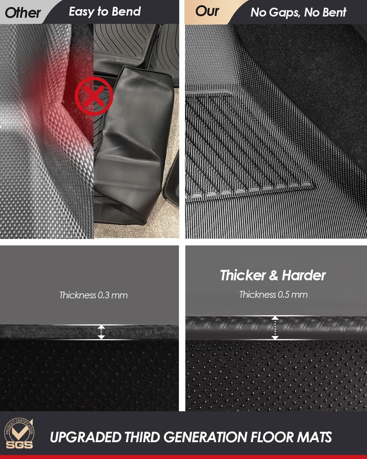 All Weather TPE Floor Mats Cargo Liner Trunk Mats 6 Pieces H60294
