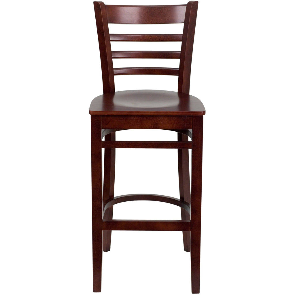 2 Pack Vertical Slat Back Wooden Barstool Black Vinyl Seat V608994