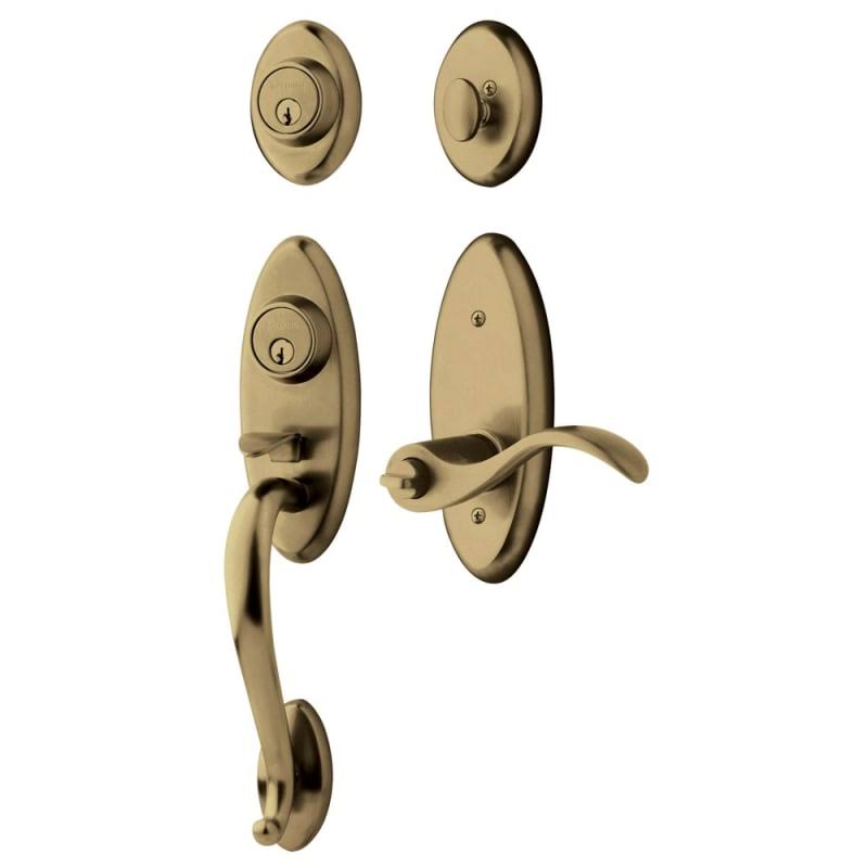 Satin Brass and Black Handleset with Wave Lever I678937