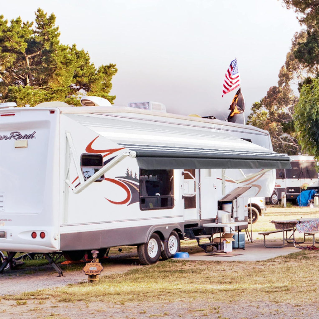 White Motorized Retractable RV Awning 10x8 Ft Q476238