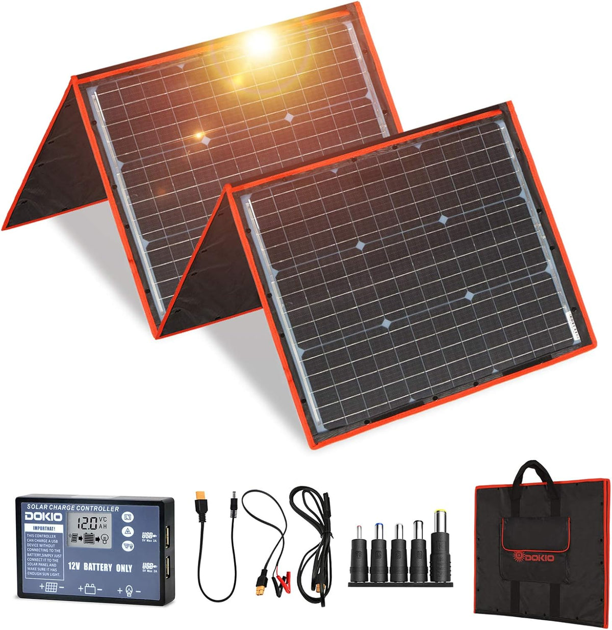 160W 18V Portable Solar Panel Kit with 2 USB Outputs Z690290