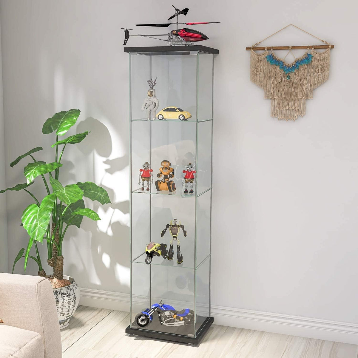 4-Shelf Glass Display Cabinet with Door S5821