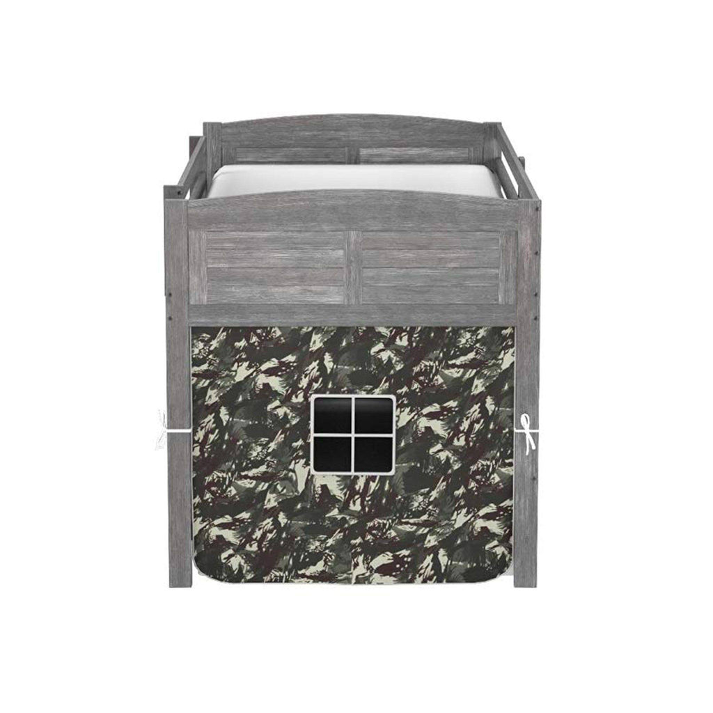Twin Antique Grey Loft Bed with Tent M506116