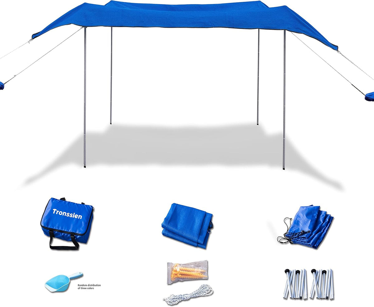 Beach Tent Sun Shade Shelter with 4 Aluminum Poles and Ground Pegs X79554
