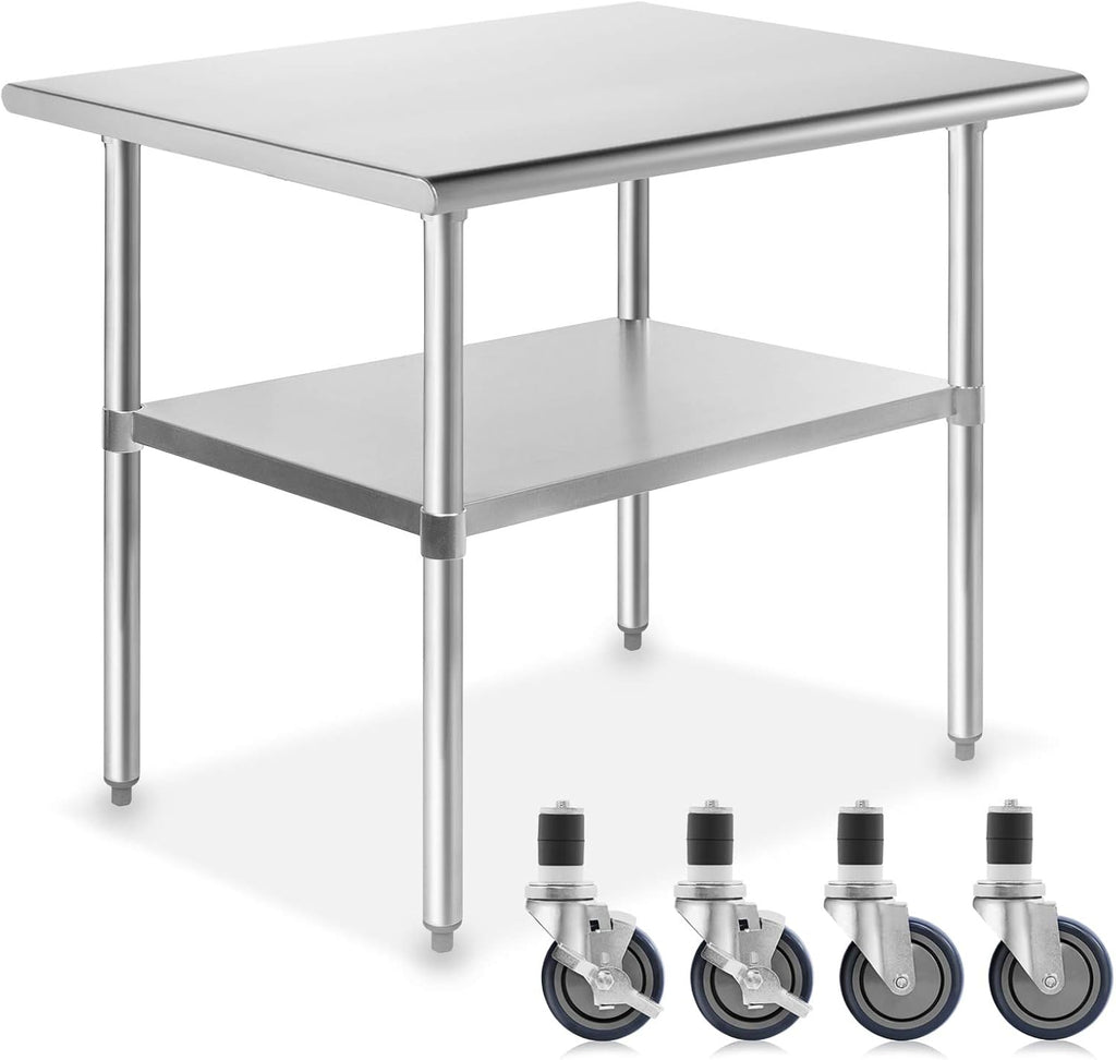 Stainless Steel Commercial Work Table with 4 Casters Q2933
