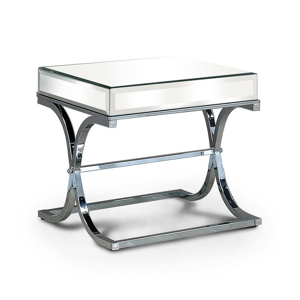 Contemporary Chrome Metal Square End Table D346