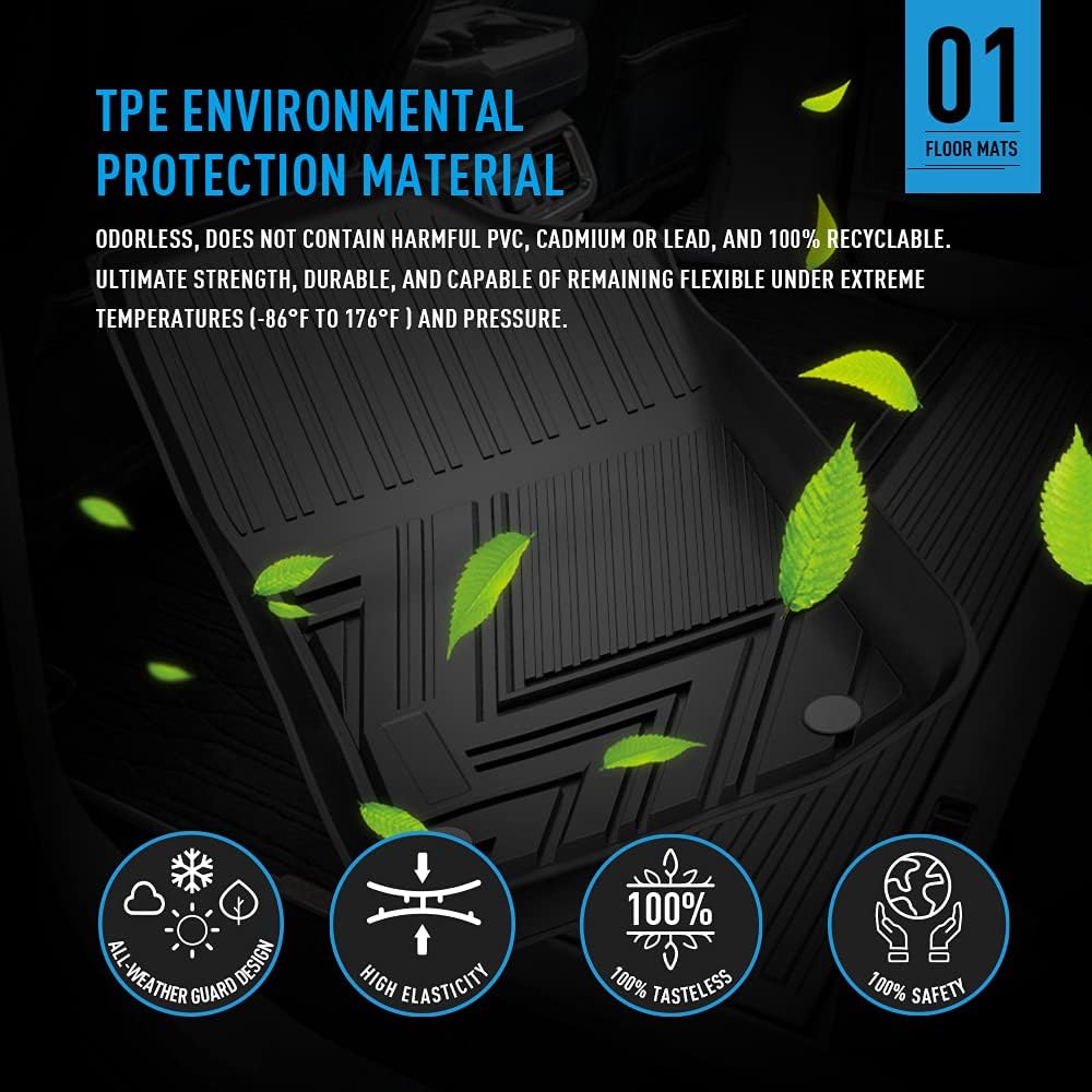 Black TPE All Weather Floor Mats Liners L45556