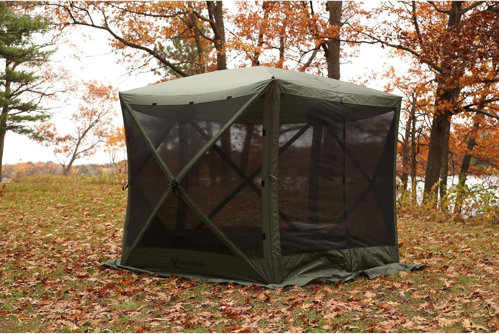 4 Person Pop Up Water and UV Resistant Gazebo Screened Tent with Carry Bag and Stakes, Alpine Green A684