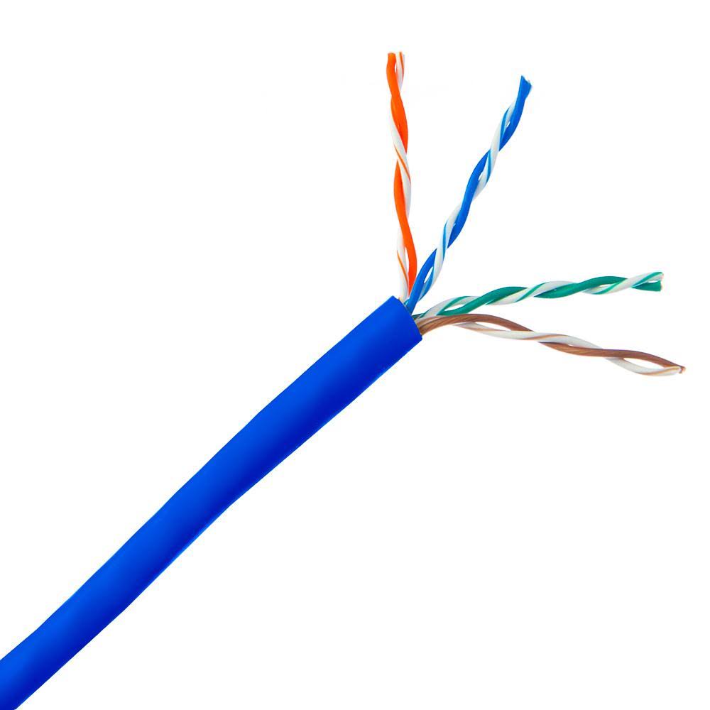 Cat5e UTP Plenum Solid Blue 24 AWG 1000 ft Bulk Cable I7997