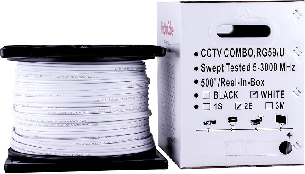 500 ft. RG59 Siamese CCTV Combo Coaxial Cable - 20AWG Video + 18/2 18AWG Power, Black X359