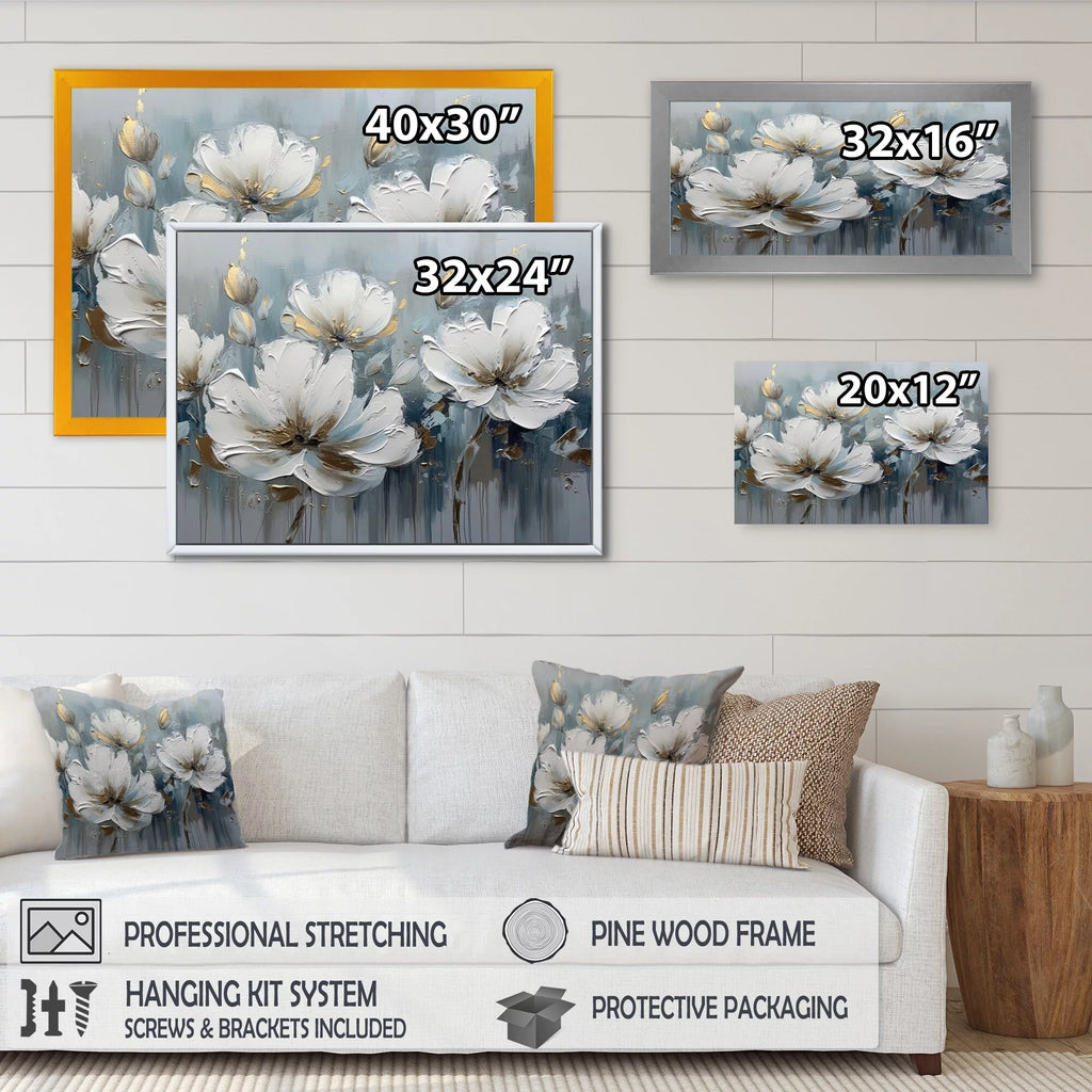 White and Gold Daisy Framed Wall Art Print 20 in. x 12 in. G3643