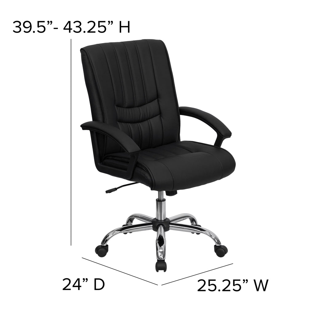 Black LeatherSoft Swivel Office Chair with Arms N456