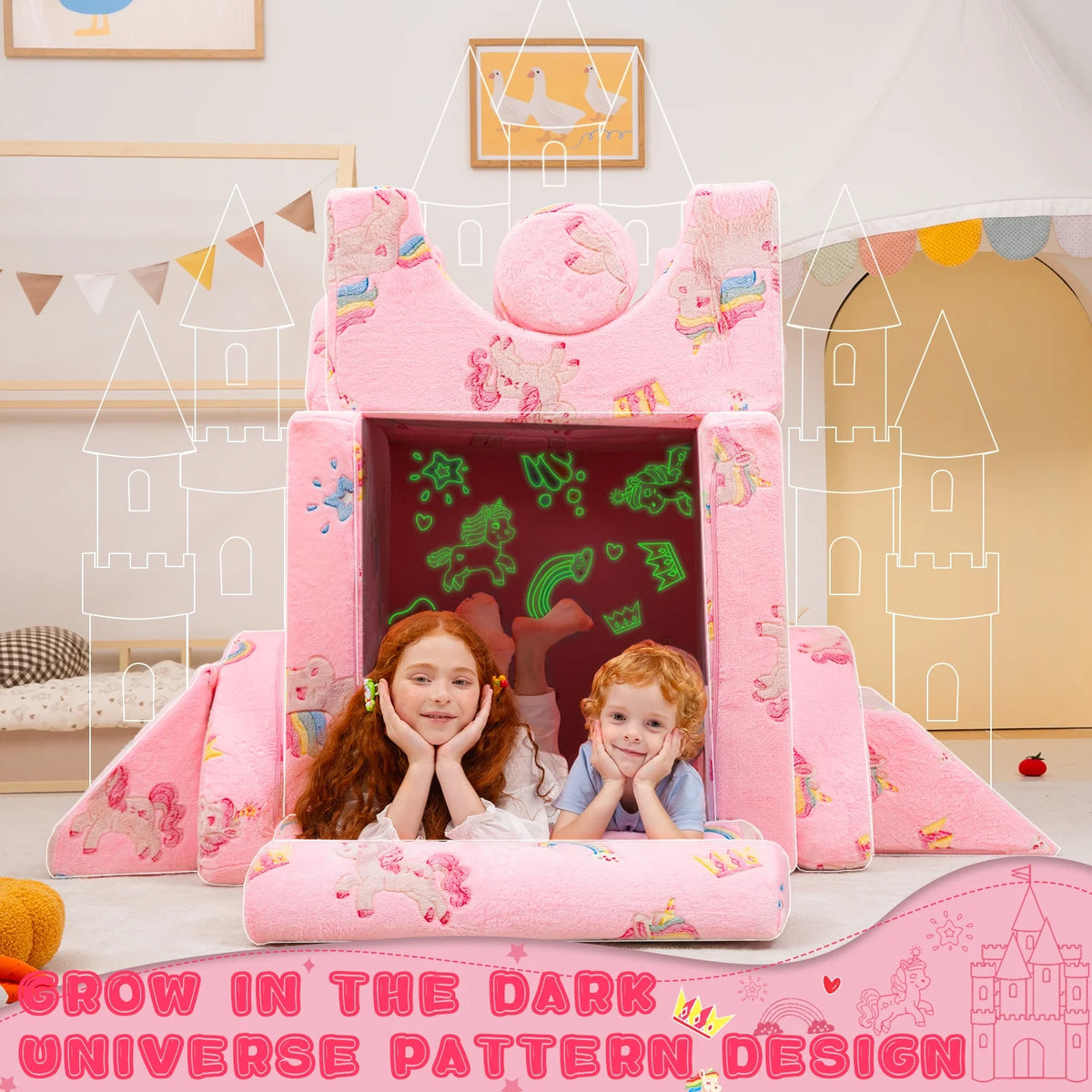 11 Pc Pink Modular Kids Play Couch O69122