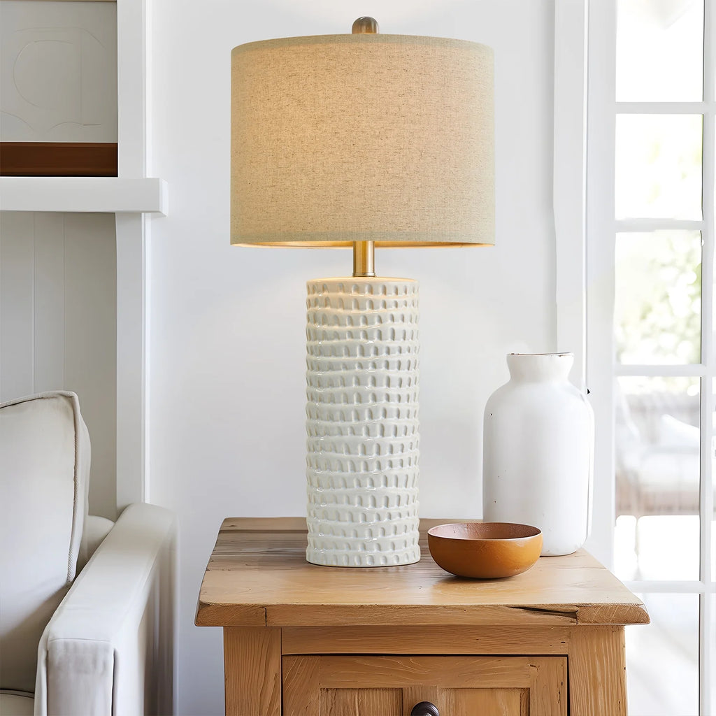 Ceramic Table Lamps Set of 2 White 24.5" Q37545