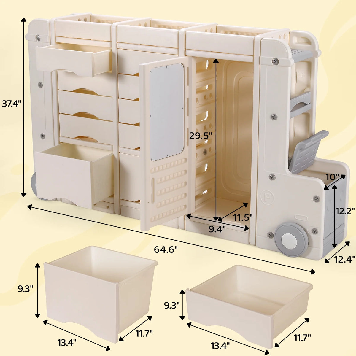 Kids Toy Storage Organizer with 10 Drawers 7 Shelves 2 Cabinets T327099