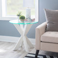 White Painted Glass Top Side Table F6076