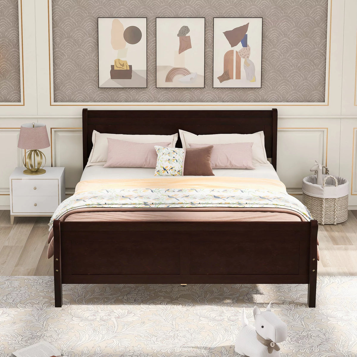 Full Size Wood Platform Bed O615389