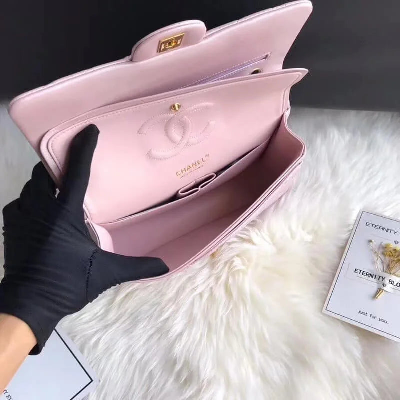 Pink Gold Medium Lambskin Leather Flap Bag S40169