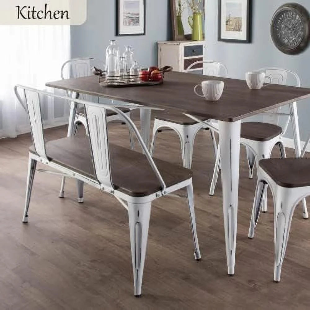 Dining Bench with Back Wood Seat S3854