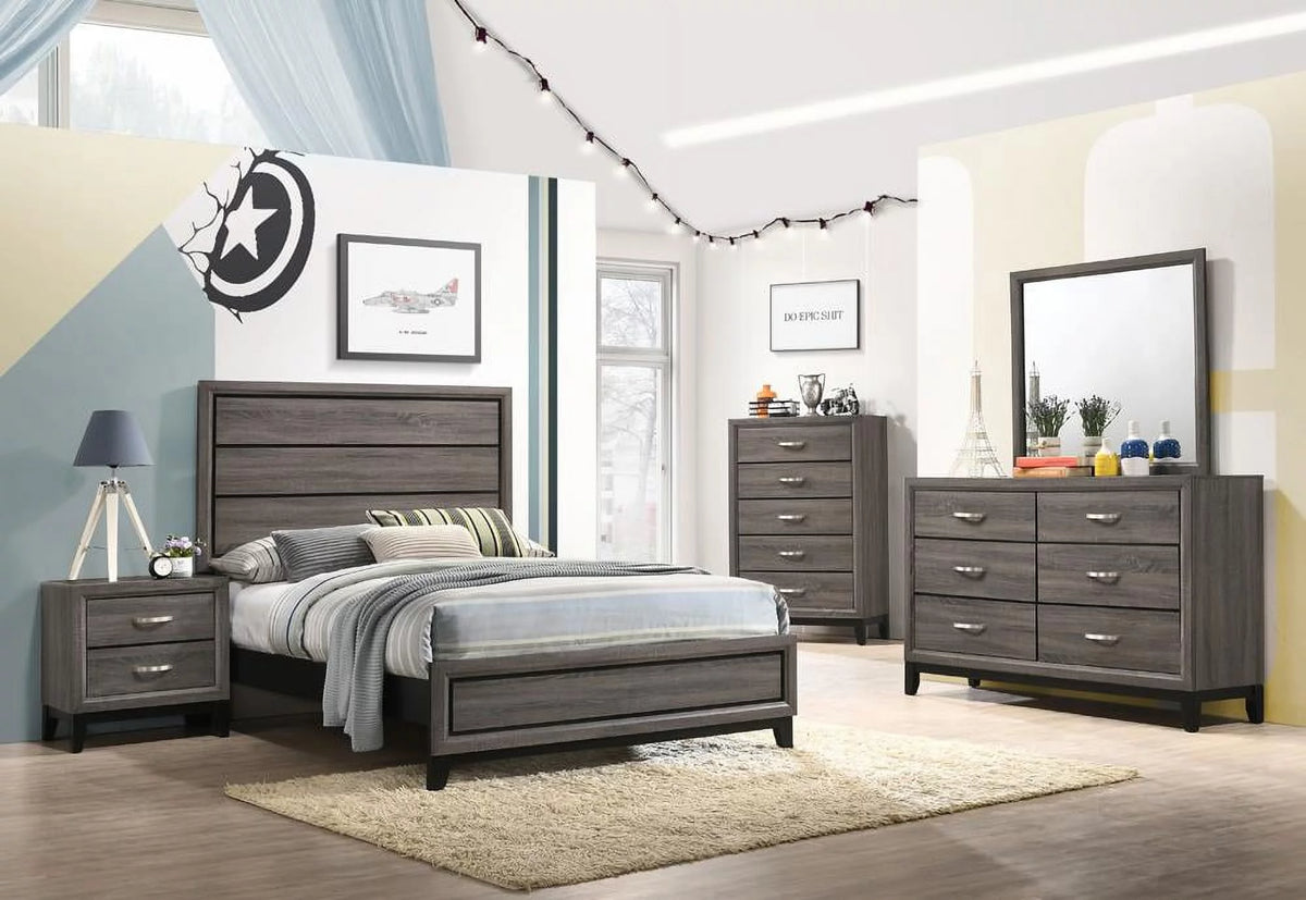 4-piece Grey Oak Bedroom Set V2755