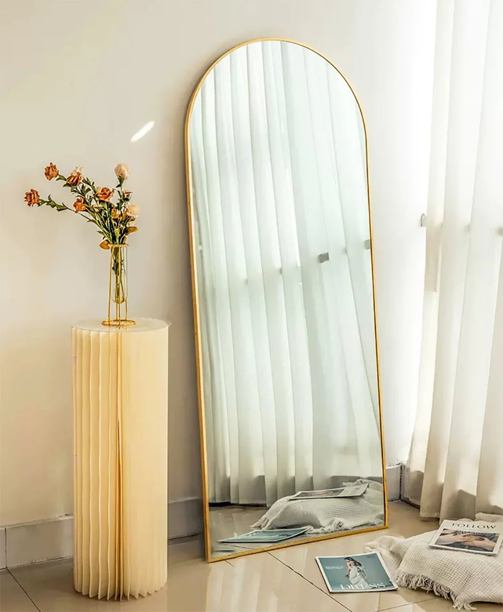65"x22" Arched Full Length Mirror with Aluminum Frame P7608