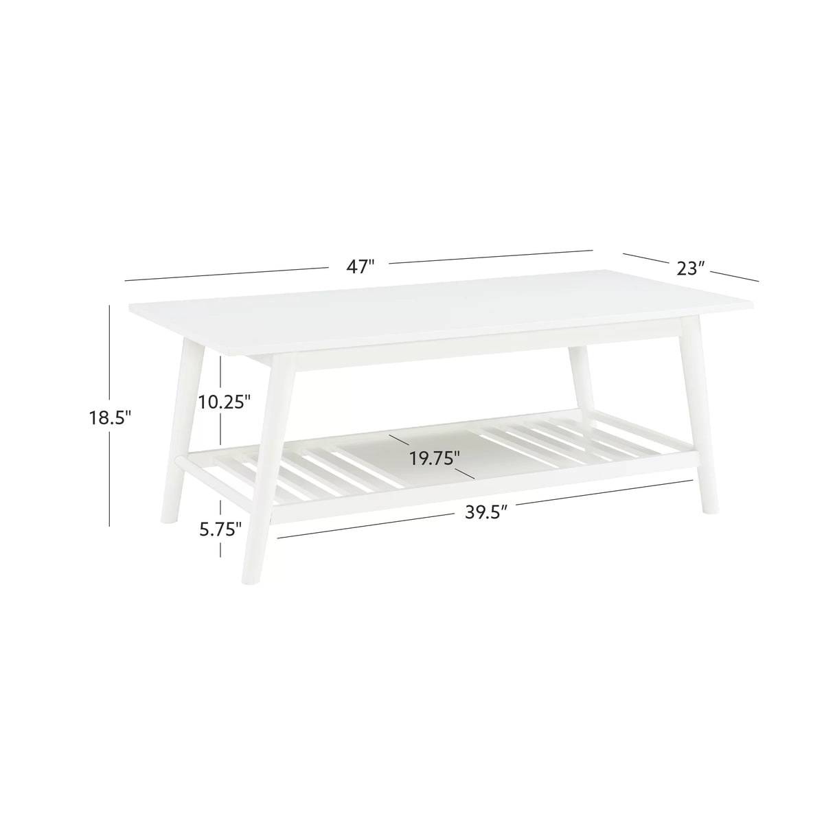 White Mid-Century Coffee Table with Shelf K196157