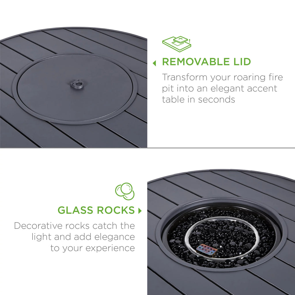 32in Round Gas Fire Pit Table Brown G66107