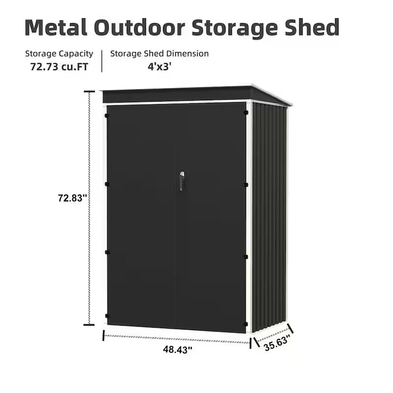 Black Metal Outdoor Storage Shed C37476