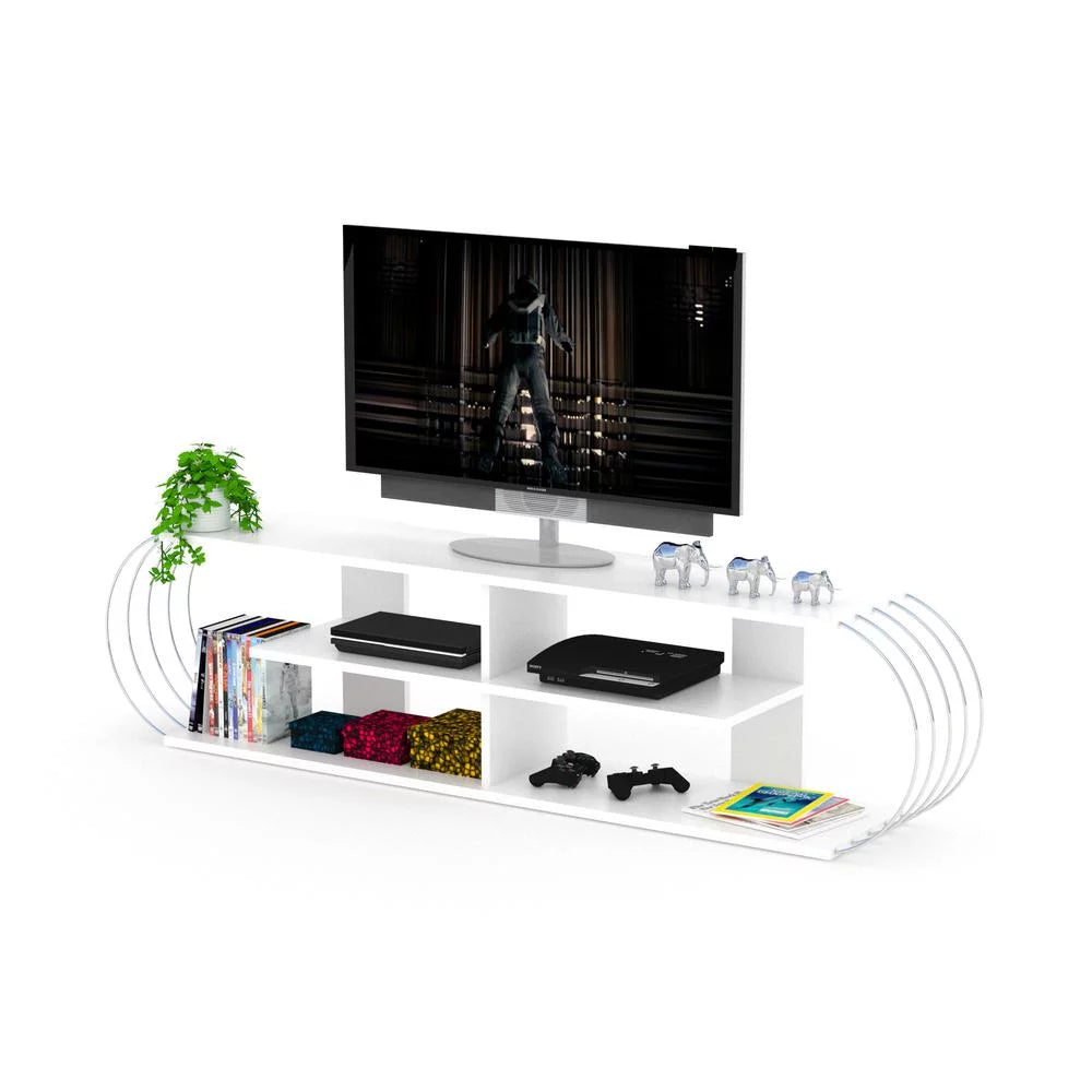 White Chrome Tv Unit B558250