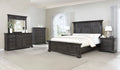 Dark Walnut Wood Panel Queen Bed Dresser Mirror Nightstand Chest S96758