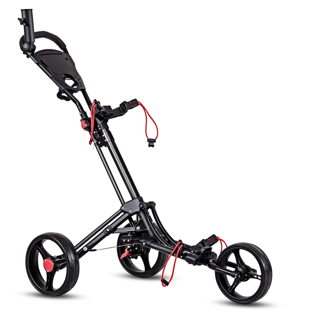 Foldable 3 Wheel Steel Golf Push Cart with Umbrella Holder T78813