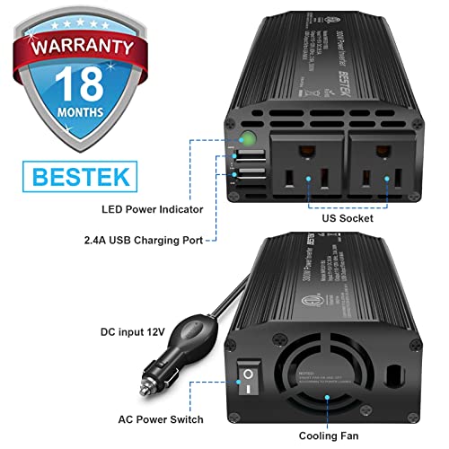 300W Power Inverter DC 12V to 110V AC Car Charger Adapter with Dual USB V921