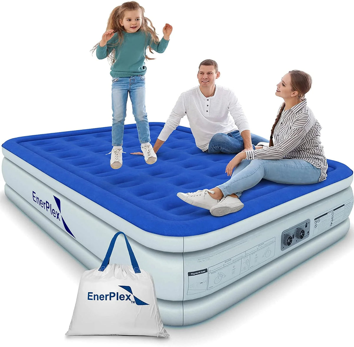 Queen 16 Inch Double High Air Mattress with Built in Pump Z378725