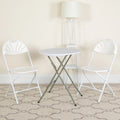 White Plastic Fan Back Folding Chair C14689