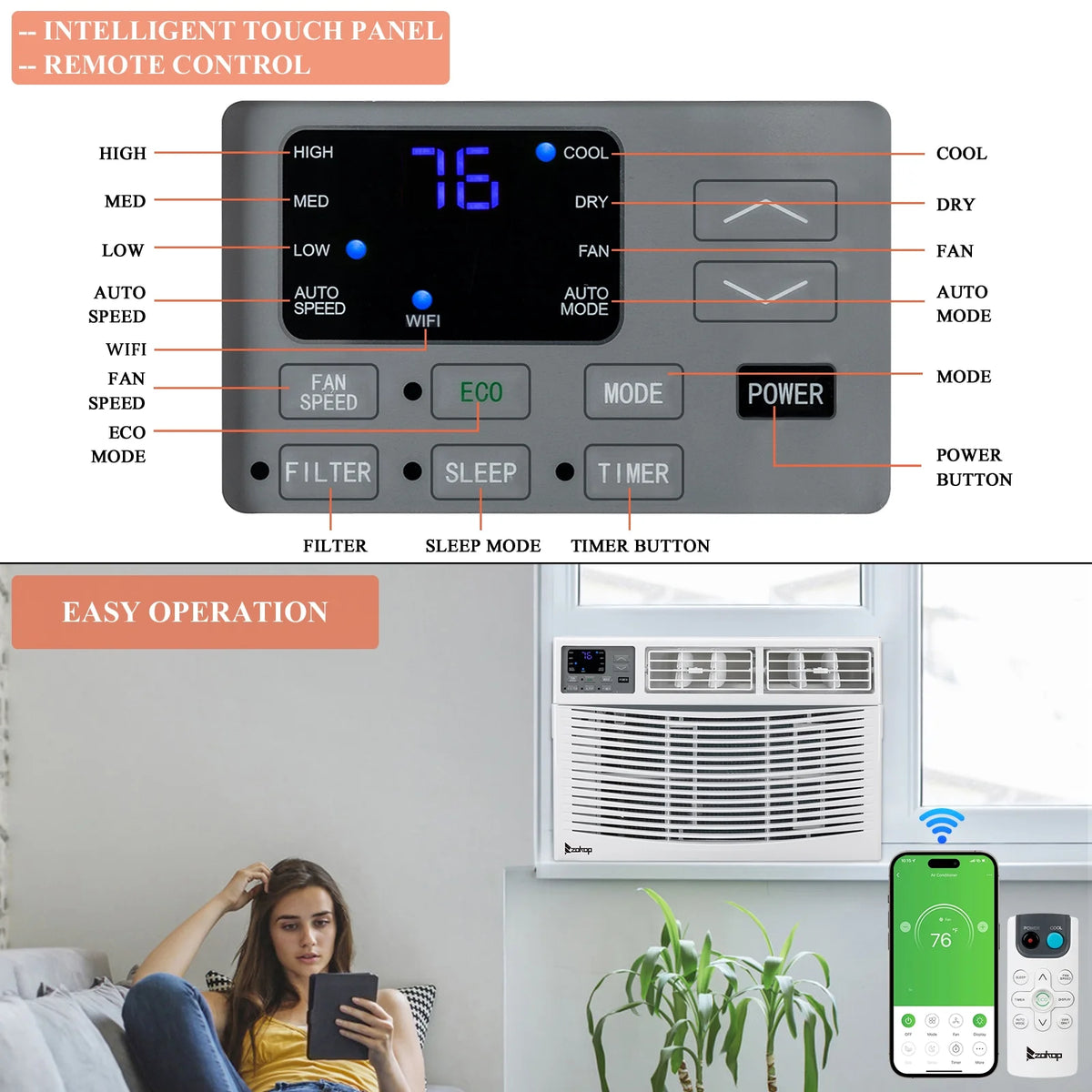 10000BTU Window Air Conditioner with Remote Control J13275