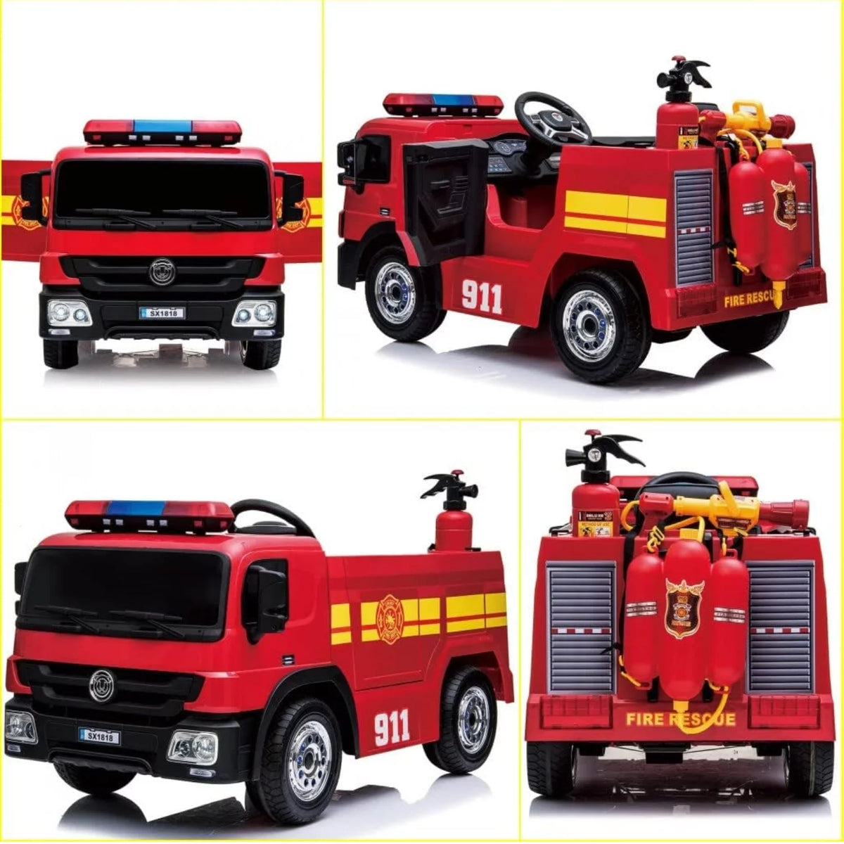 12V Kids Ride on Car Electric Powered Fire Truck Toy with Remote Control L8585