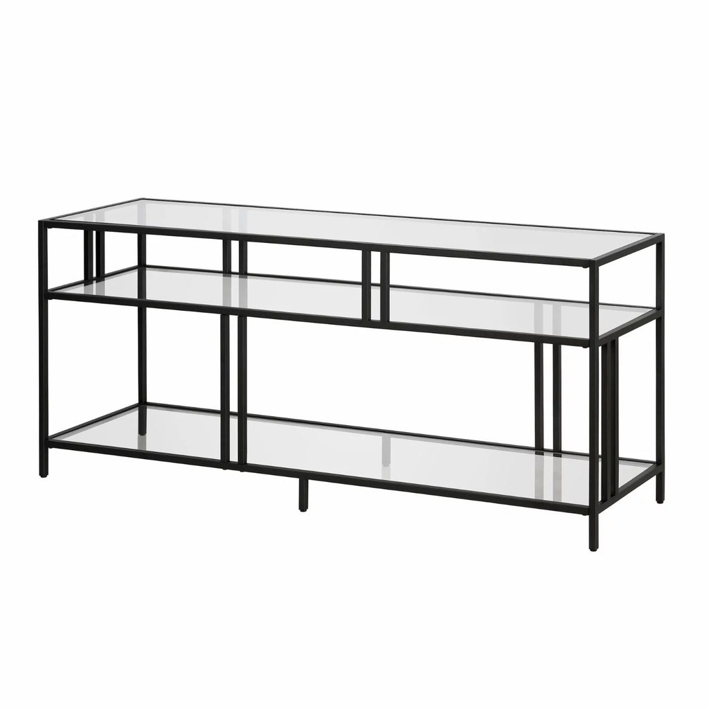 Industrial Metal TV Stand with Glass Shelves V833